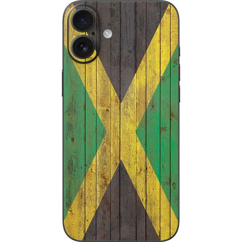 Jamaican Flag Dark Wood iPhone 16 Plus Skin